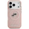 Karl Lagerfeld IML Glitter Karl & Choupette Heads Logo Apple iPhone 17 Pro MagSafe kompatibilis hátlap tok, csillámos, rózsaszín