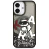 Karl Lagerfeld Liquid Glitter Choupette Logo Apple iPhone 17 MagSafe kompatibilis hátlap tok, csillámos, fekete
