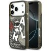 Karl Lagerfeld Liquid Glitter Choupette Logo Apple iPhone 17 Pro MagSafe kompatibilis hátlap tok, csillámos, fekete