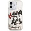 Karl Lagerfeld Liquid Glitter Choupette Logo Apple iPhone 17 MagSafe kompatibilis hátlap tok, csillámos, átlátszó