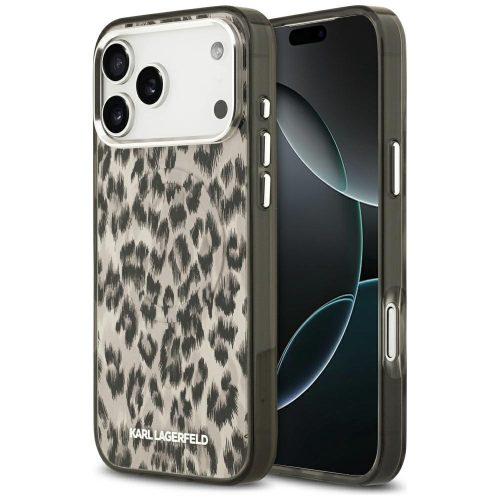 Karl Lagerfeld IML Leopard Pattern Apple iPhone 17 Pro Max MagSafe kompatibilis hátlap tok, leopárd minta, barna