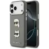 Karl Lagerfeld FW Grained Karl & Choupette Heads Pins & Logo Apple iPhone 17 Pro hátlap tok, szürke