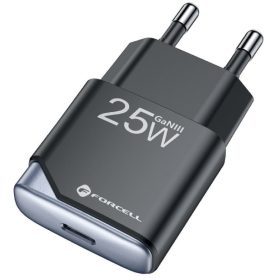   Forcell F-Energy GaN III B125101-E USB-C + USB-A töltő adapter,  PD, QC4.0, 3A, 25W, fekete
