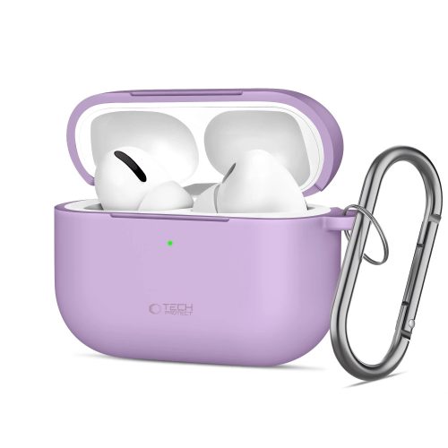 Tech-Protect AirPods Pro 3 szilikon tok, karabinerrel, lila