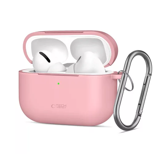 Tech-Protect AirPods Pro 3 szilikon tok, karabinerrel, rózsaszín
