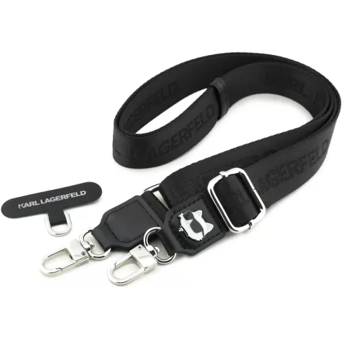 Karl Lagerfeld Universal Crossbody Strap Choupette Patch univerzális nyak / vállpánt, fekete