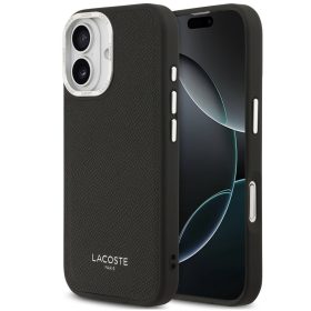   Lacoste PU Leather Champs Elysees Apple iPhone 17 MagSafe tok kameravédő peremmel, fekete