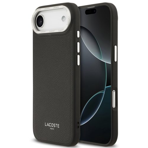 Lacoste PU Leather Champs Elysees Apple iPhone Air (2025) MagSafe tok kameravédő peremmel, fekete