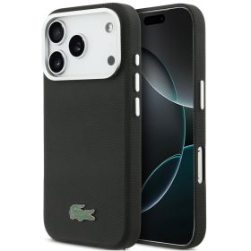   Lacoste Iconic Petit Pique Metal Logo Apple iPhone 17 Pro Max MagSafe tok kameravédő peremmel, fekete