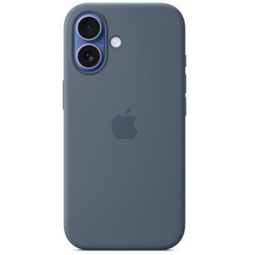 Apple iPhone 17 gyári szilikon tok, MagSafe, acélkék