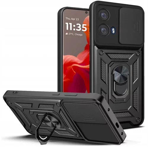 Tech-Protect Camshield Pro Motorola G85 strapabíró tok kameravédelemmel, kitámasztóval, fekete