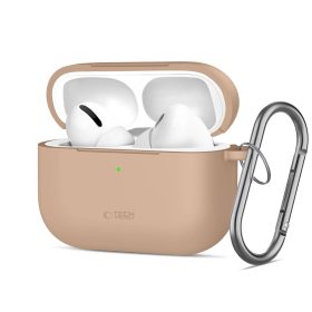   Tech-Protect AirPods Pro 3 szilikon tok, karabinerrel, barna (Caffe Latte)
