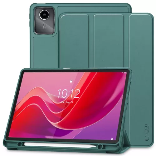 Tech-Protect Sc Pen Lenovo Tab M11 oldalra nyíló, kitámasztható mappa tok ceruza tartóval, zöld