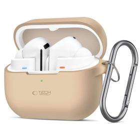   Tech-Protect Samsung Galaxy Buds 3 / 3 FE / 3 Pro szilikon tok, karabinerrel, barna (Caffe Latte)
