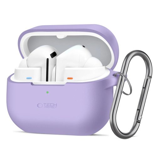 Tech-Protect Samsung Galaxy Buds 3 / 3 FE / 3 Pro szilikon tok, karabinerrel, lila