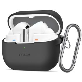   Tech-Protect Samsung Galaxy Buds 3 / 3 FE / 3 Pro szilikon tok, karabinerrel, fekete