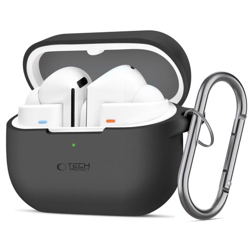 Tech-Protect Samsung Galaxy Buds 3 / 3 FE / 3 Pro szilikon tok, karabinerrel, fekete