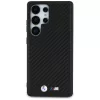 BMW Leather Carbon Samsung Galaxy S25 Ultra bőr MagSafe hátlap tok, fekete