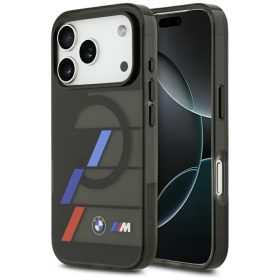   BMW M IML Metal Buttons Tricolor Lines Apple iPhone 17 Pro MagSafe hátlap tok, fekete