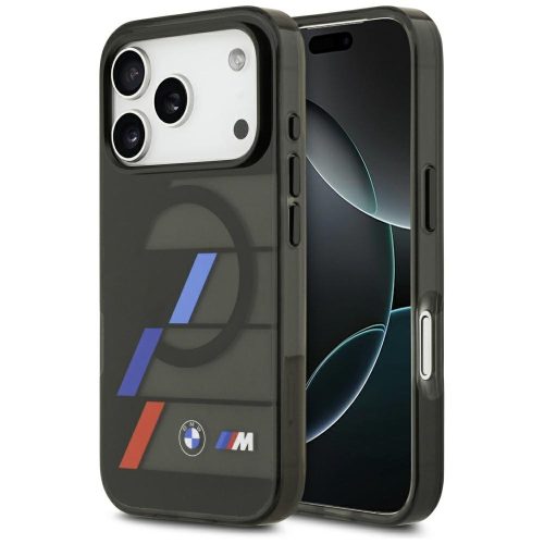 BMW M IML Metal Buttons Tricolor Lines Apple iPhone 17 Pro Max MagSafe hátlap tok, fekete