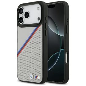   BMW M Tricolor Metal Logo Apple iPhone 17 Pro MagSafe hátlap tok, szürke