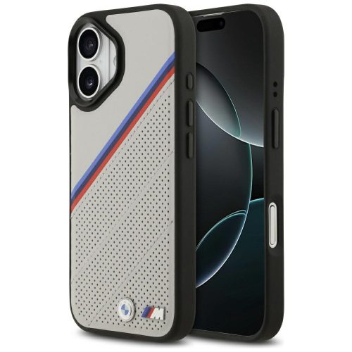 BMW M Tricolor Metal Logo Apple iPhone 17 MagSafe hátlap tok, szürke
