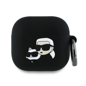   Karl Lagerfeld Silicone Karl&Chaupette Head 3D Apple AirPods 4 szilikon tok, fekete