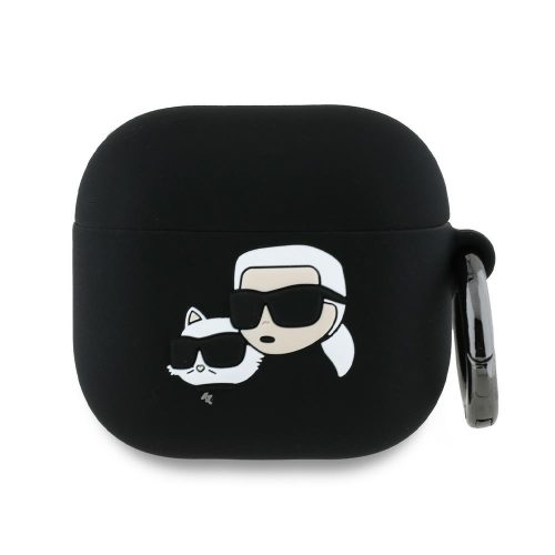 Karl Lagerfeld Silicone Karl&Chaupette Head 3D Apple AirPods 4 szilikon tok, fekete