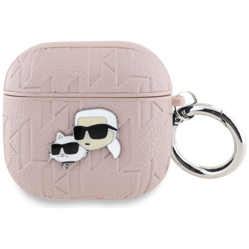 Karl Lagerfeld Monogram Karl & Choupette Head Apple AirPods 4 tok, rózsaszín