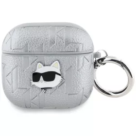   Karl Lagerfeld Monogram Choupette Head Apple AirPods 4 tok, ezüst