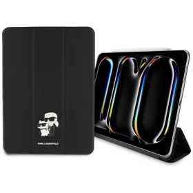   Karl Lagerfeld Saffiano Magnetic Karl &Choupette Apple iPad Pro 13 2024 / 2025 kihajtható tok, Mágneses, fekete