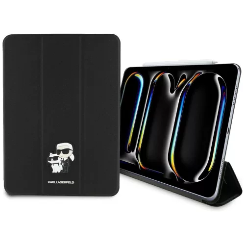 Karl Lagerfeld Saffiano Magnetic Karl &Choupette Apple iPad Pro 13 2024 / 2025 kihajtható tok, Mágneses, fekete