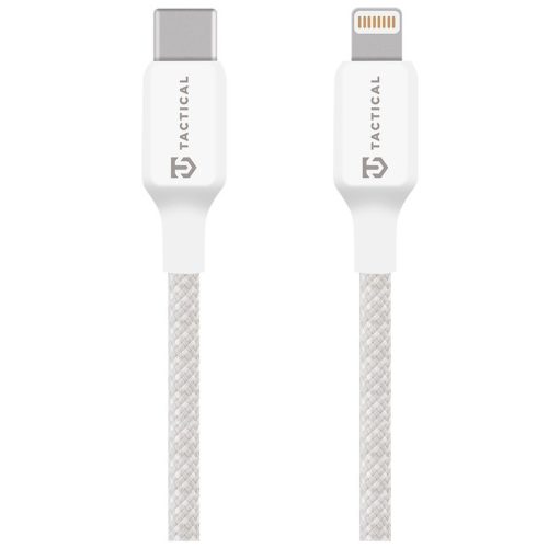 Tactical Stitch Thread USB-C-Lightning töltő- és adatkábel, szilikon, 0,3m, fehér