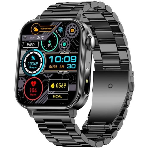 Colmi P80 okosóra pulzusméréssel, véroxigén / alvásméréssel, IP67, acél fekete