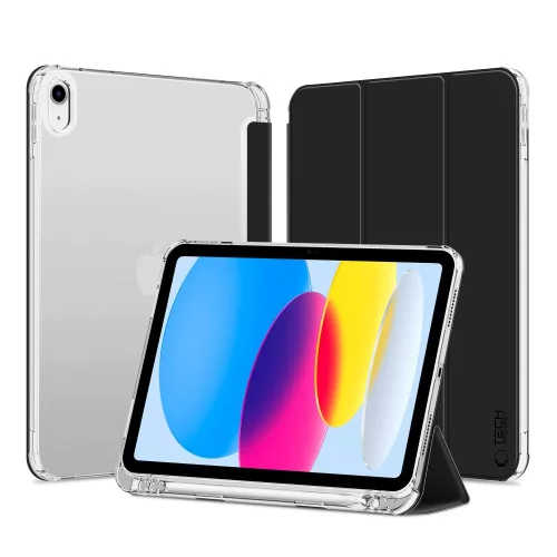 Tech-Protect Sc Pen Hybrid Apple iPad 11 2025 / 10.9 2022 oldalra nyíló, kitámasztható mappa tok ceruza tartóval, fekete