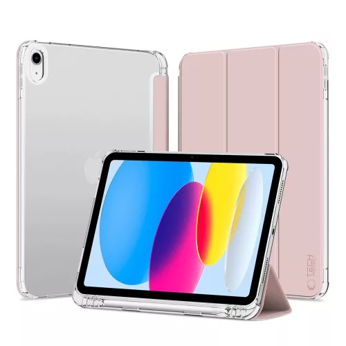 Tech-Protect Sc Pen Hybrid Apple iPad 11 2025 / 10.9 2022 oldalra nyíló, kitámasztható mappa tok ceruza tartóval, rózsaszín