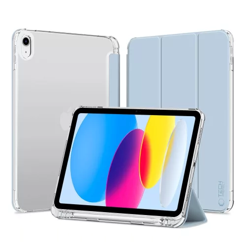 Tech-Protect Sc Pen Hybrid Apple iPad 11 2025 / 10.9 2022 oldalra nyíló, kitámasztható mappa tok ceruza tartóval, világoskék