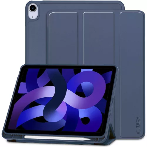 Tech-Protect Sc Pen Apple Air 11 (2024 / 2025) / iPad Air 4 / 5 (2020 / 2022) oldalra nyíló, kitámasztható mappa tok ceruza tartóval, kék