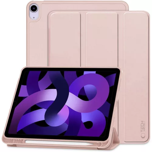 Tech-Protect Sc Pen Apple Air 11 (2024 / 2025) / iPad Air 4 / 5 (2020 / 2022) oldalra nyíló, kitámasztható mappa tok ceruza tartóval, rózsaszín