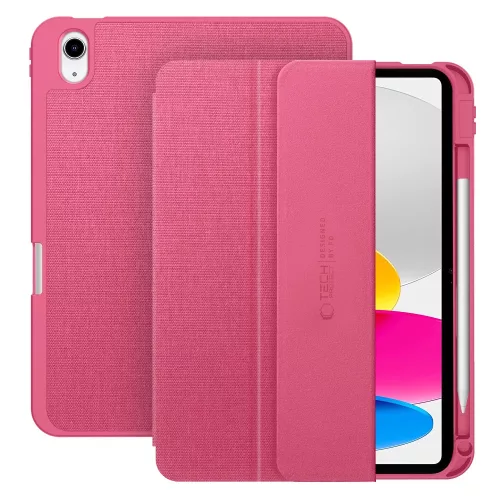 Tech-Protect Sc Pen Canvas Apple iPad 11 2025 / 10.9 2022 oldalra nyíló, kitámasztható mappa tok ceruza tartóval, magenta
