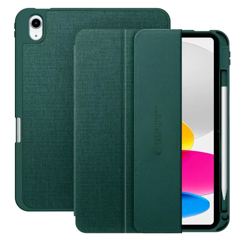 Tech-Protect Sc Pen Canvas Apple iPad 11 2025 / 10.9 2022 oldalra nyíló, kitámasztható mappa tok ceruza tartóval, zöld