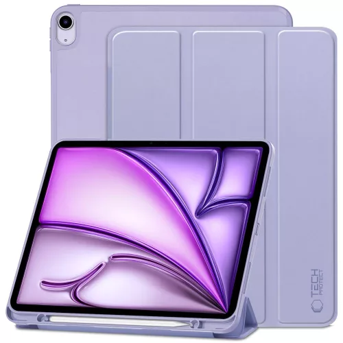 Tech-Protect Sc Pen Apple iPad Air 13 (2024 / 2025) oldalra nyíló, kitámasztható mappa tok ceruza tartóval, lila