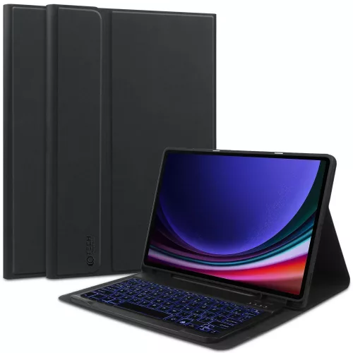 Tech-Protect Sc Pen Samsung Galaxy Tab S9 FE+ oldalra nyíló, kitámasztható mappa tok ceruza tartóval, billentyűzettel, fekete