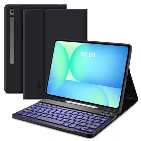   Tech-Protect Sc Pen Samsung Galaxy Tab S10 FE+ oldalra nyíló, kitámasztható mappa tok ceruza tartóval, billentyűzettel, fekete