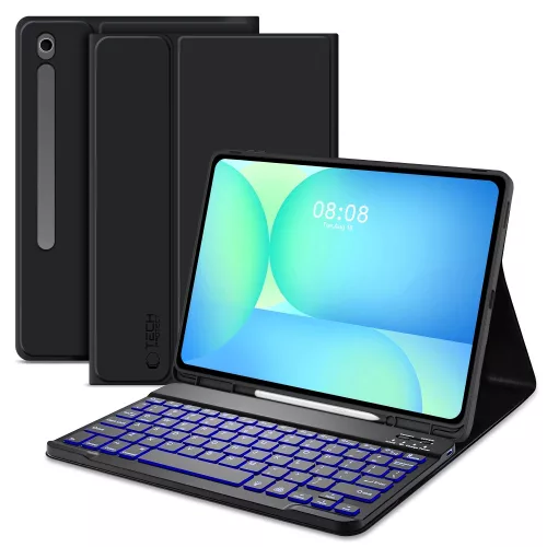 Tech-Protect Sc Pen Samsung Galaxy Tab S10 FE+ oldalra nyíló, kitámasztható mappa tok ceruza tartóval, billentyűzettel, fekete