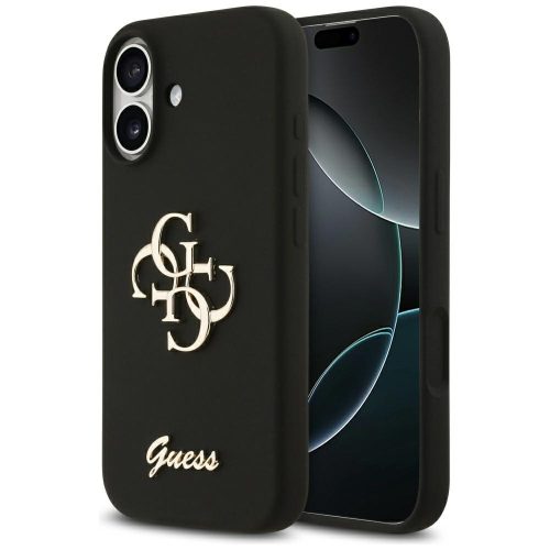 Guess Silicone Big 4G Script Apple iPhone 17 hátlap tok, fekete