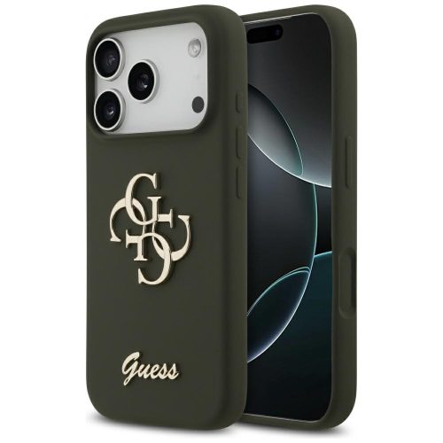 Guess Silicone Big 4G Script Apple iPhone 17 Pro Max hátlap tok, khaki