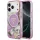 Guess IML Glitter Flowers Triangle Apple iPhone 17 Pro Max csillámos hátlap tok kameravédő peremmel, MagSafe, lila-arany
