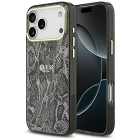   Guess Python Pattern Apple iPhone 17 Pro Max hátlap tok kameravédő peremmel, MagSafe, kígyó minta, fekete-arany