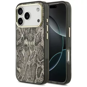   Guess Python Pattern Apple iPhone 17 Pro Max hátlap tok kameravédő peremmel, MagSafe, kígyó minta, barna-arany